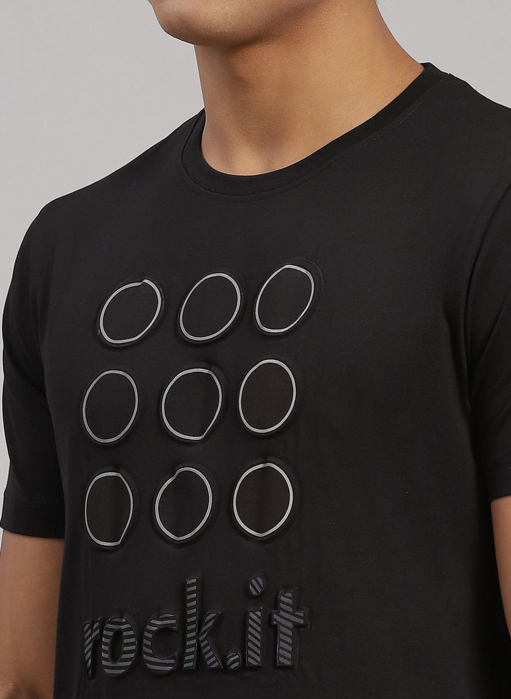 Rock.it Men Black Printed T-Shirt