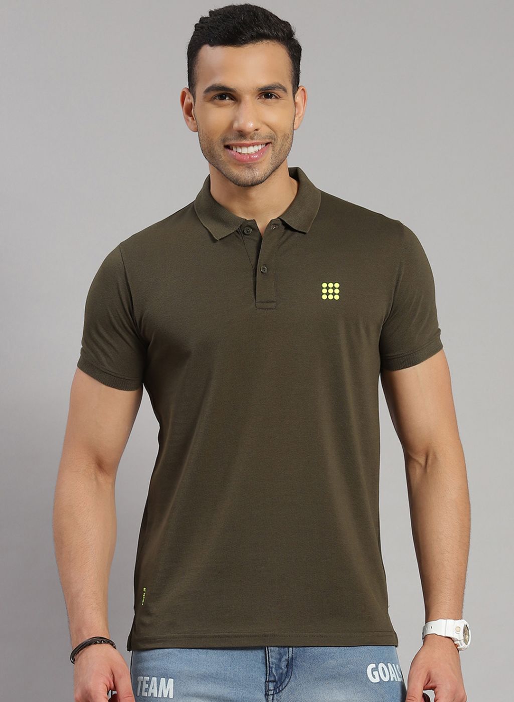 Rock.it Men Olive Solid T-Shirt