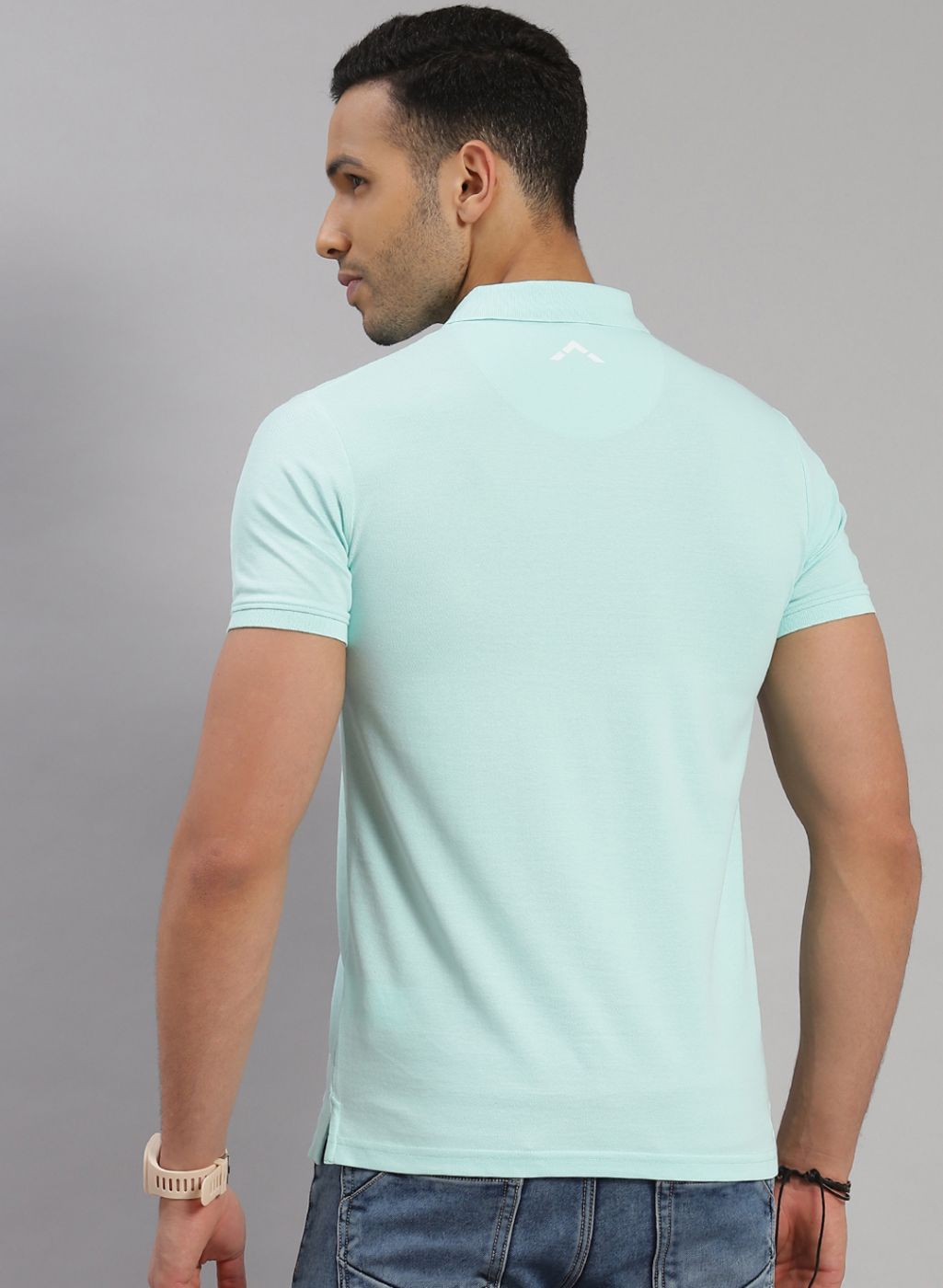 Rock.it Men Sea Blue Solid T-Shirt