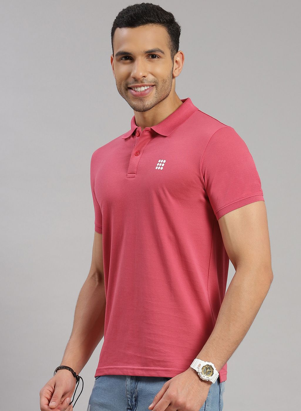 Rock.it Men Pink Solid T-Shirt