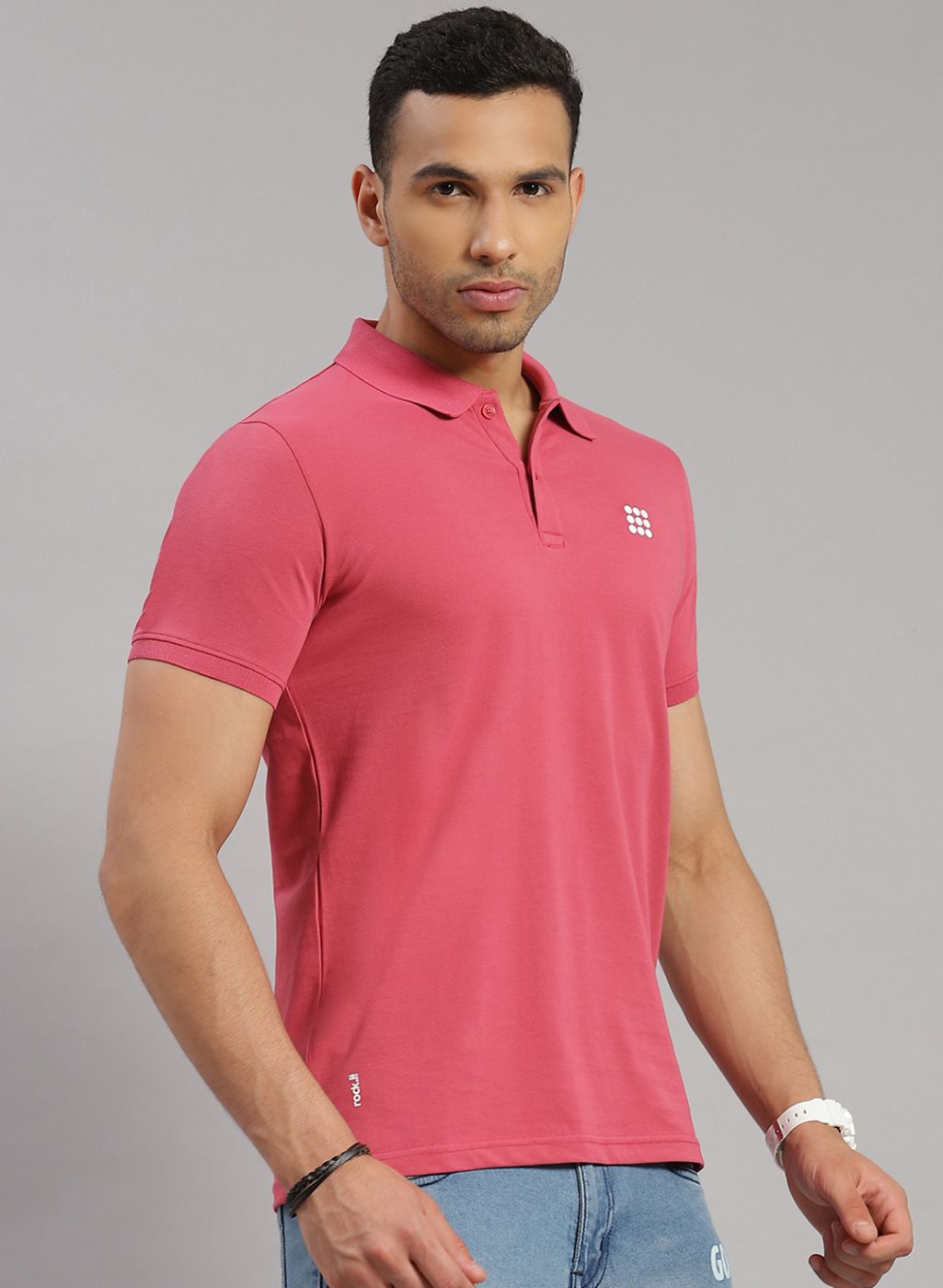Rock.it Men Pink Solid T-Shirt