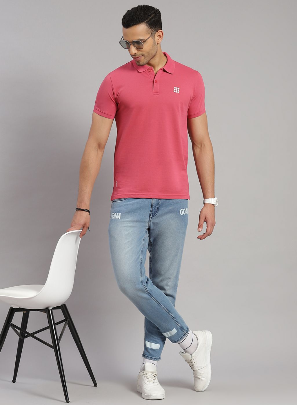 Rock.it Men Pink Solid T-Shirt