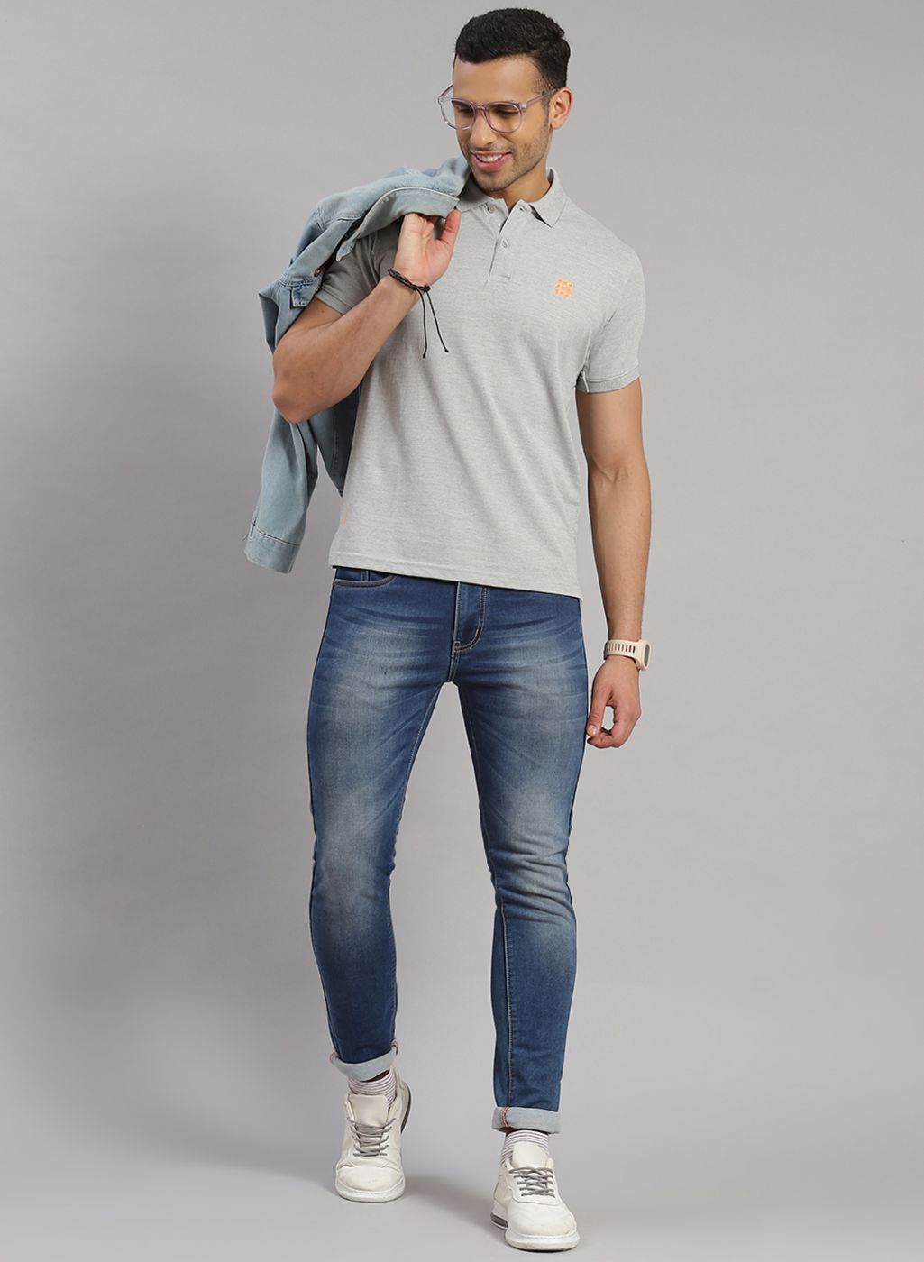 Rock.it Men Grey Solid T-Shirt