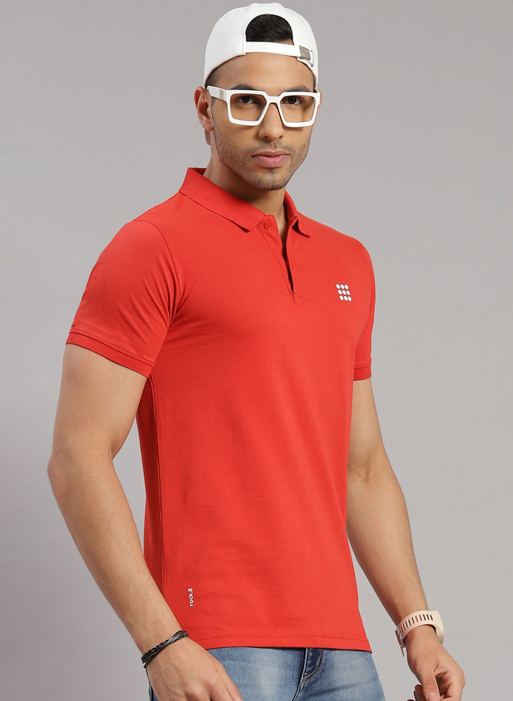 Rock.it Men Orange Solid T-Shirt