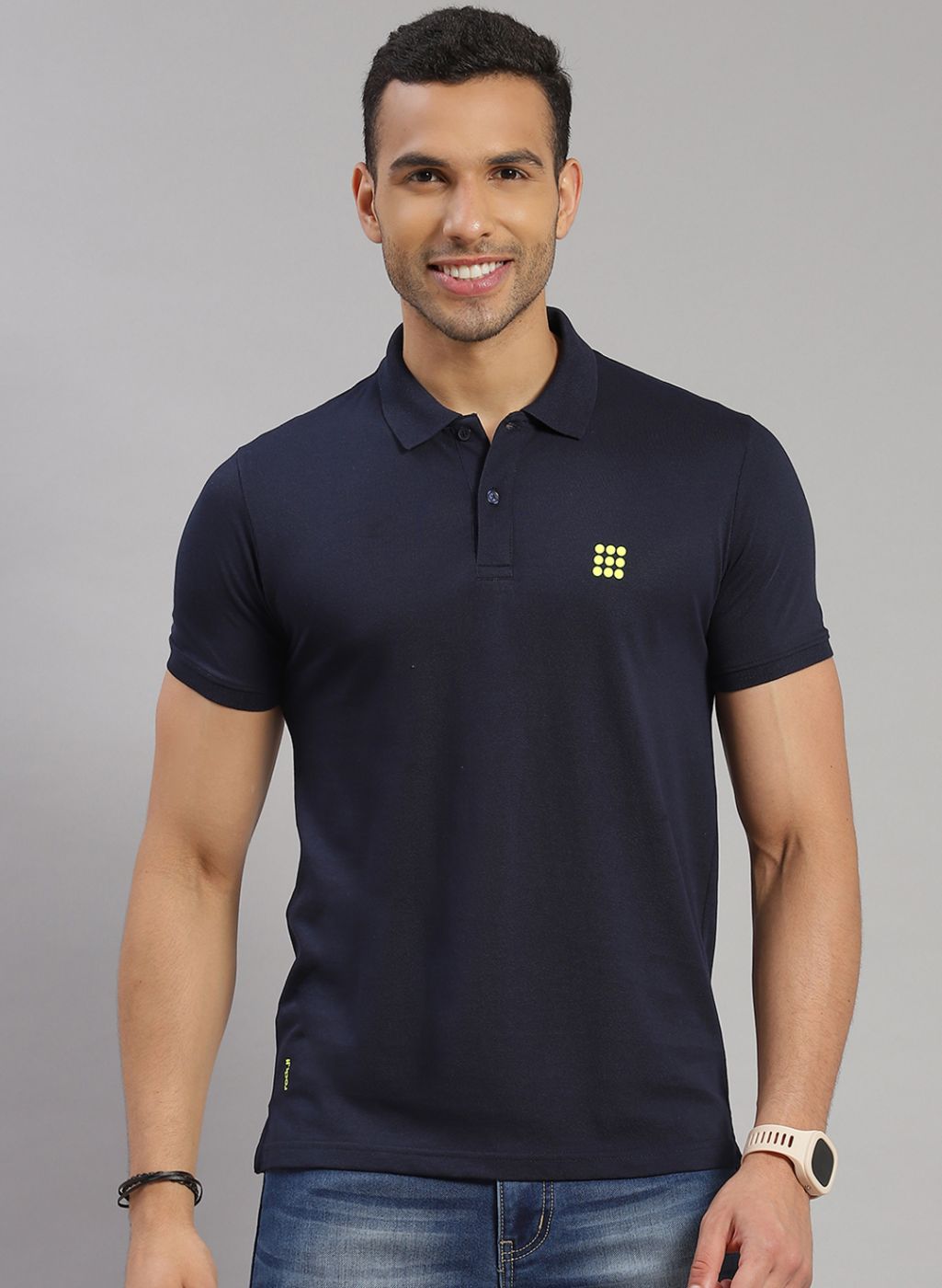 Rock.it Men Navy Blue Solid T-Shirt