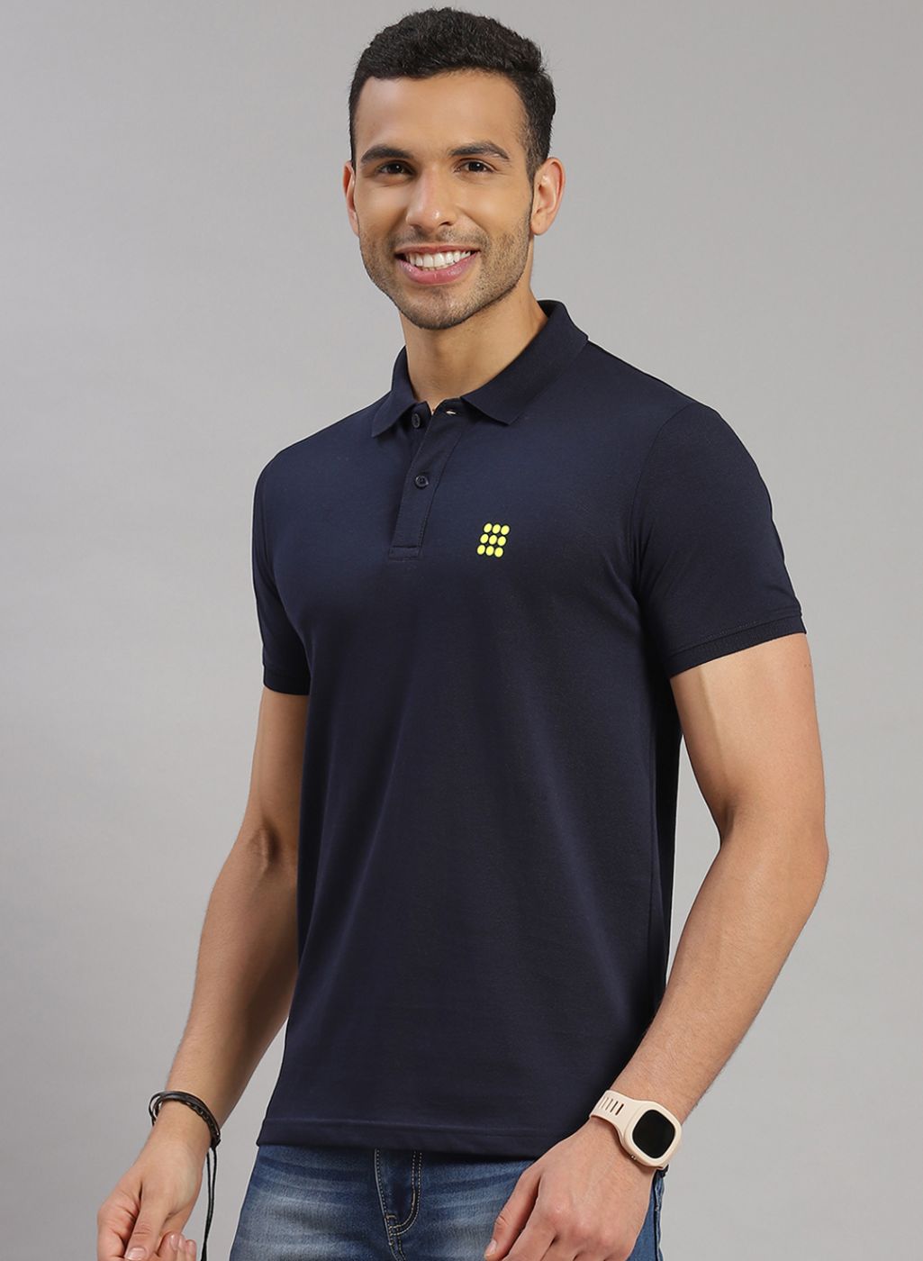 Rock.it Men Navy Blue Solid T-Shirt