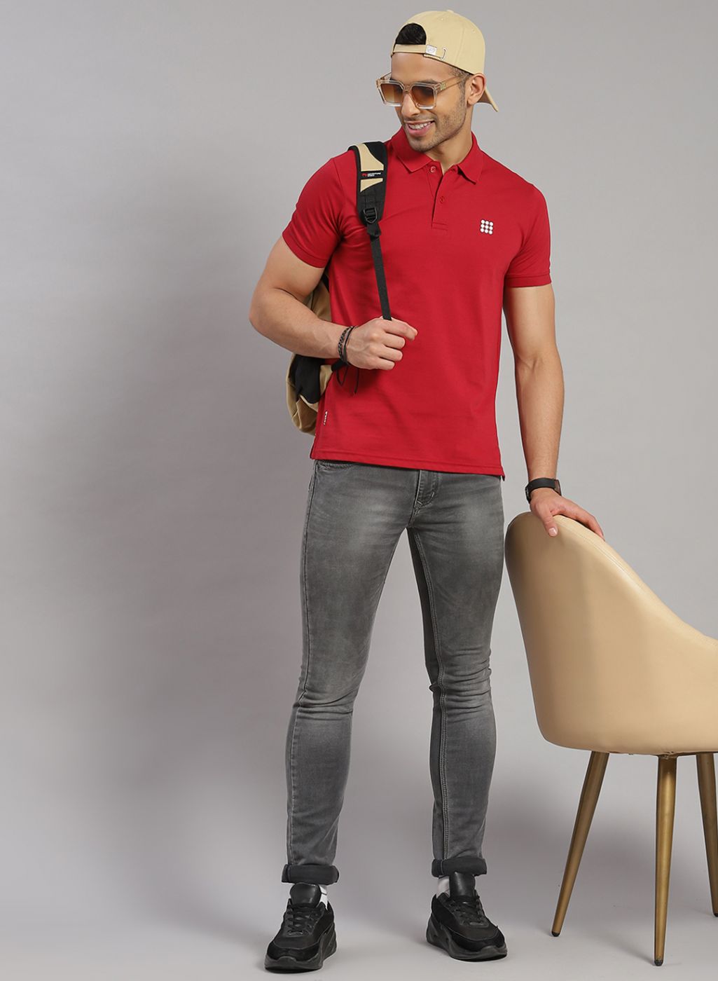 Rock.it Men Maroon Solid T-Shirt