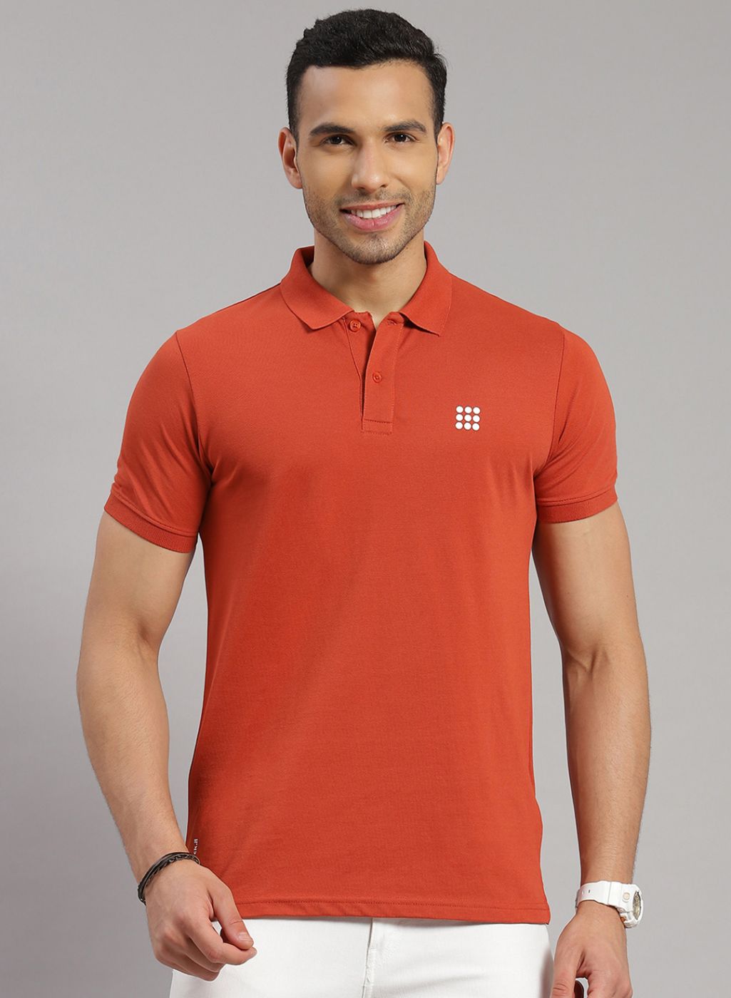Rock.it Men Orange Solid T-Shirt