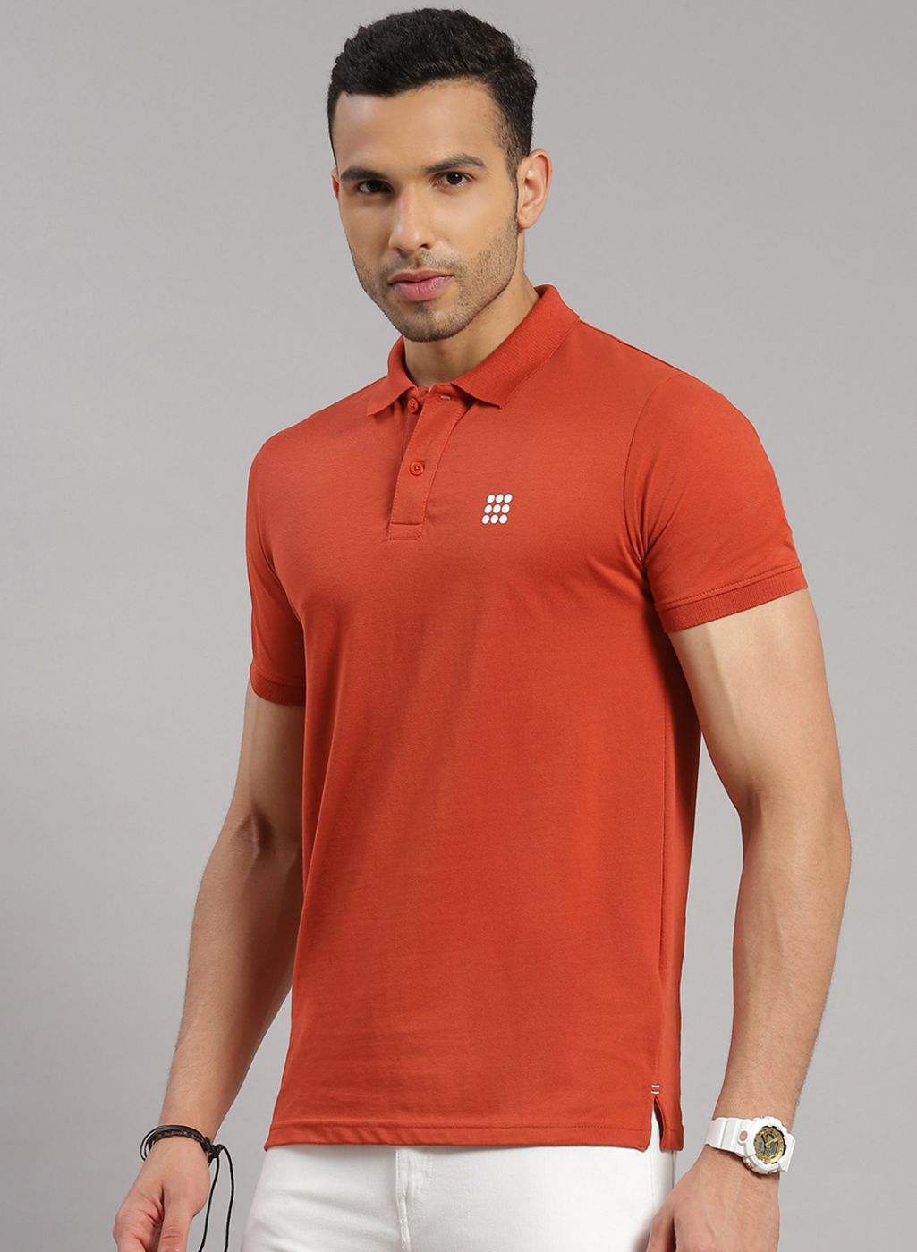 Rock.it Men Orange Solid T-Shirt