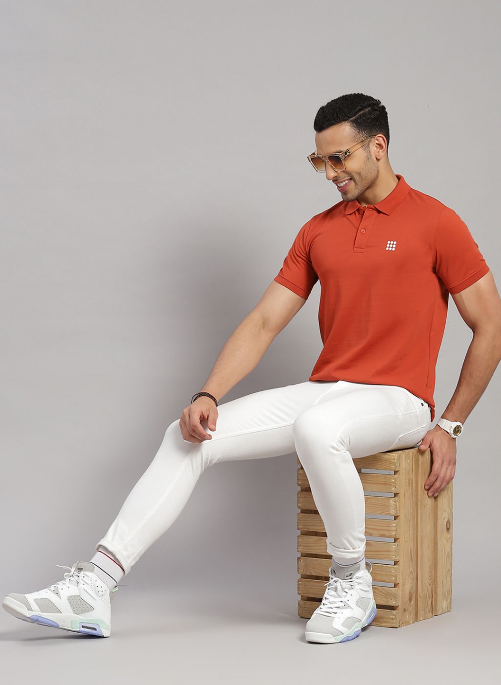 Rock.it Men Orange Solid T-Shirt