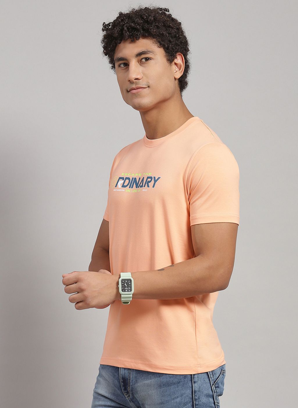 Men Peach Printed T-Shirt 2 Pc