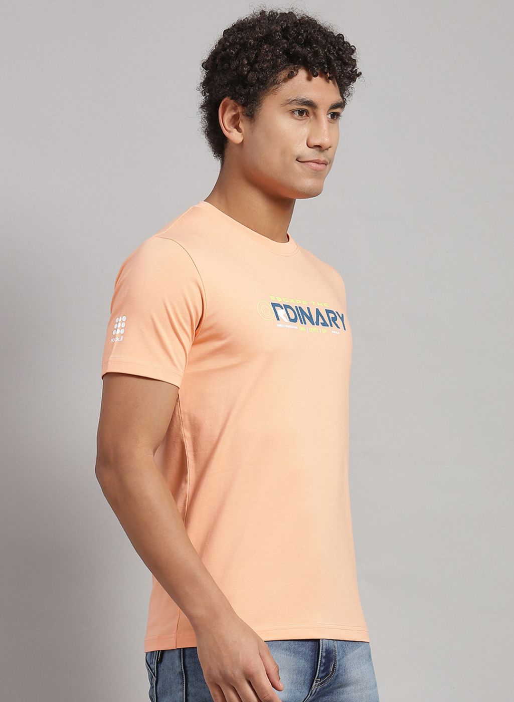 Rock.it Men Peach Printed T-Shirt 2 Pc