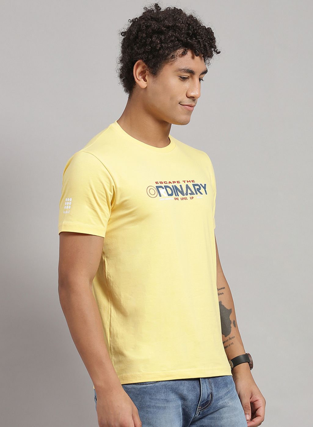 Rock.it Men Yellow Printed T-Shirt 2 Pc