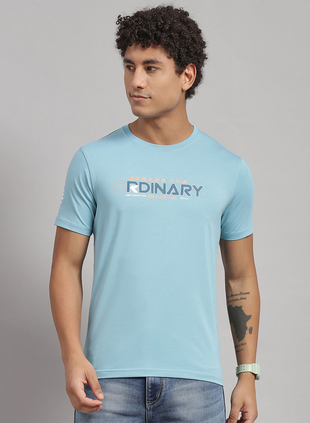 Men Blue Printed T-Shirt 2 Pc