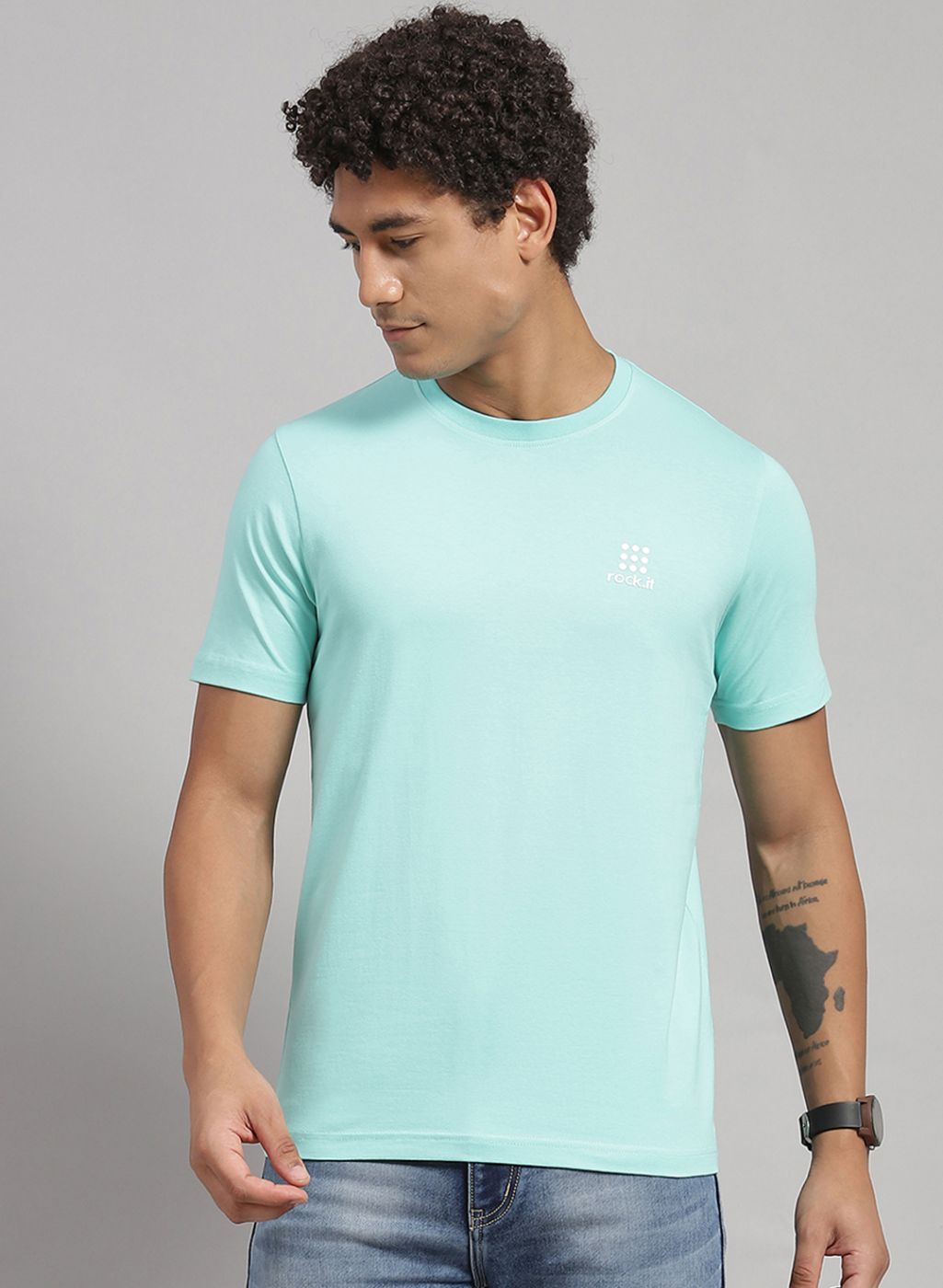 Rock.it Men Green Solid T-Shirt 2 Pc