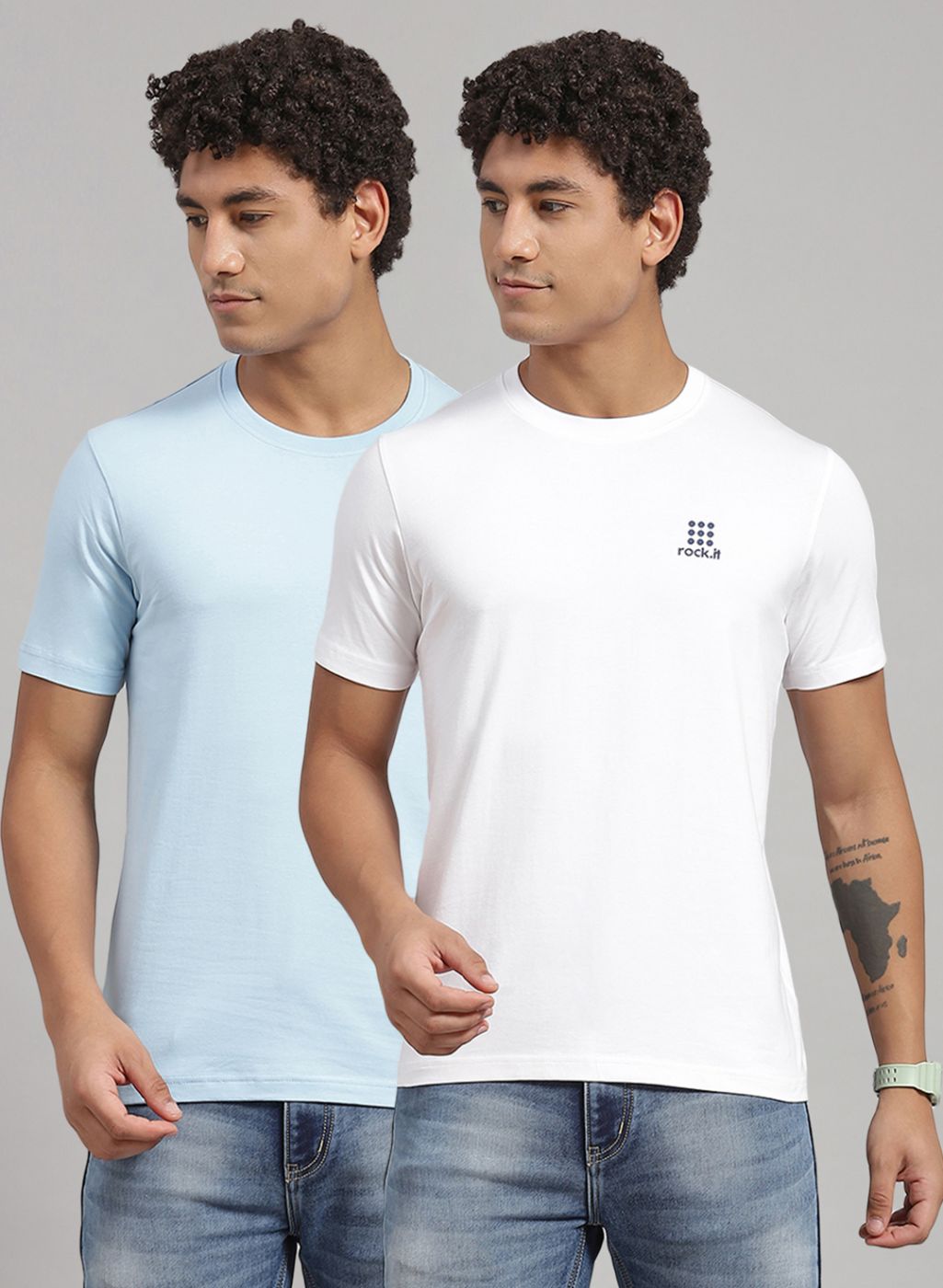 Rock.it Men Blue Solid T-Shirt 2 Pc