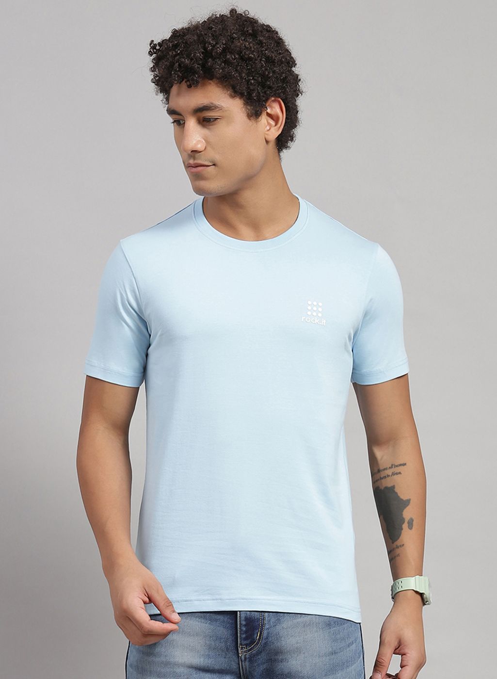 Men Blue Solid T-Shirt 2 Pc