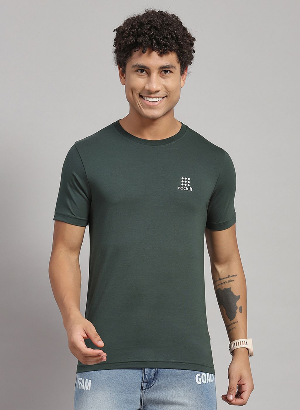 Rock.it Men Green Solid T-Shirt 2 Pc