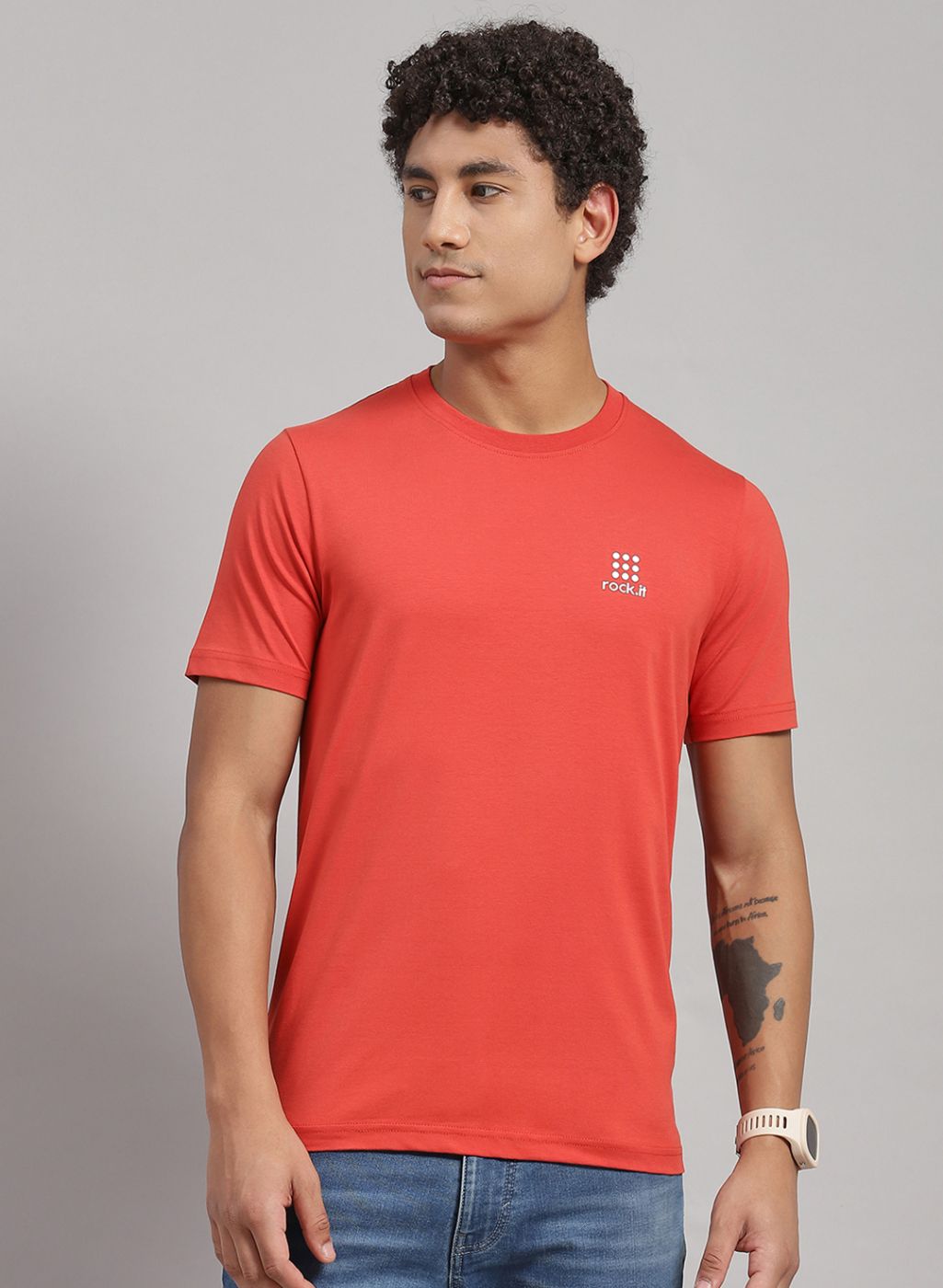 Rock.it Men Orange Solid T-Shirt 2 Pc