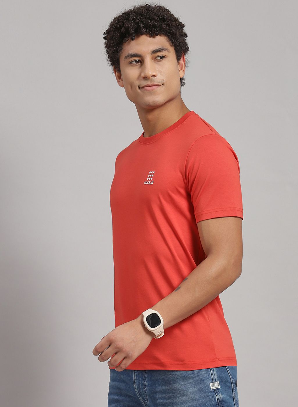 Rock.it Men Orange Solid T-Shirt 2 Pc