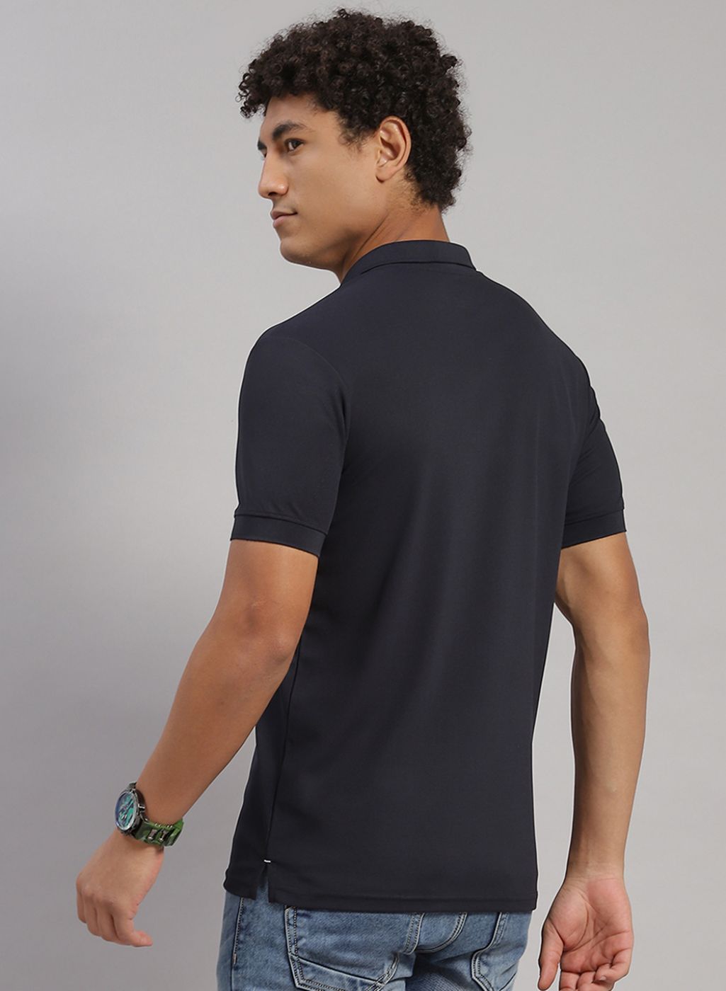 Rock.it Men Navy Blue Solid T-Shirt