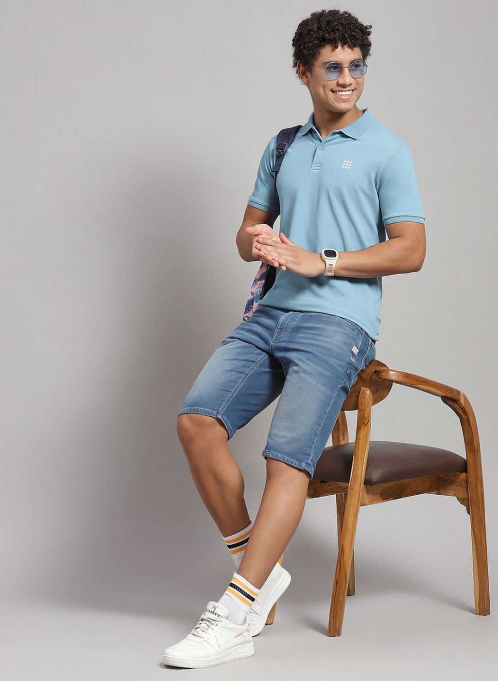 Rock.it Men Blue Solid T-Shirt