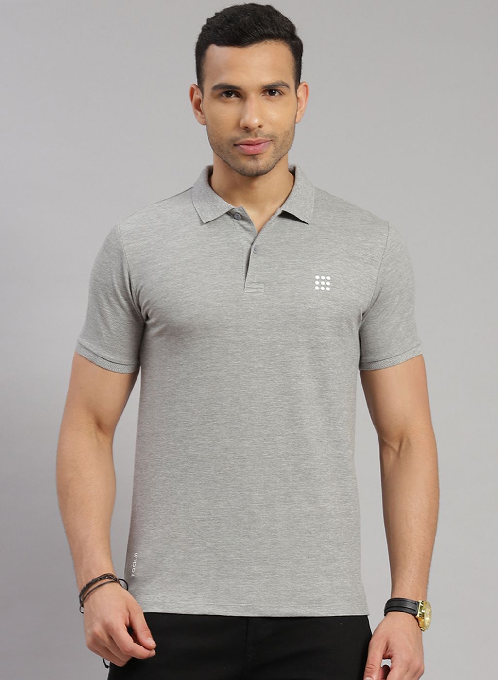 Rock.it Men Grey Solid T-Shirt