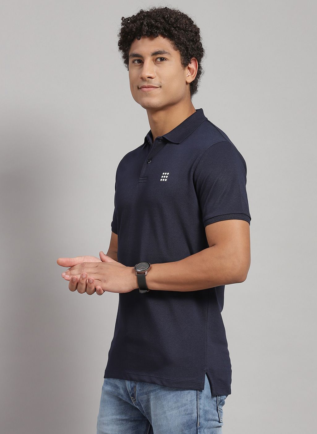 Rock.it Men Navy Blue Solid T-Shirt