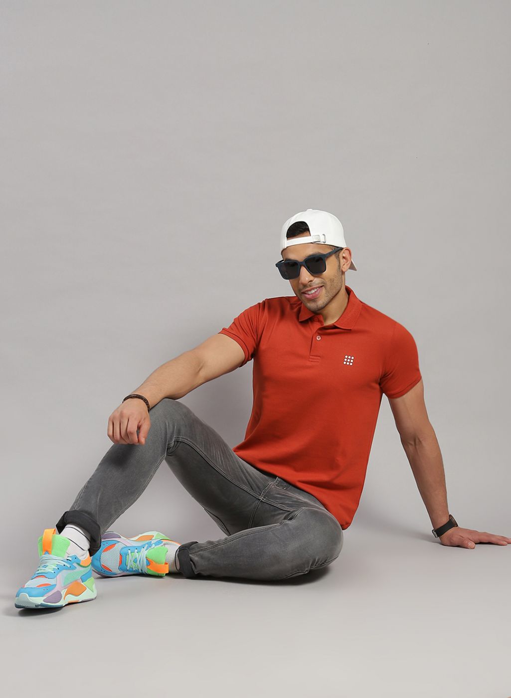 Rock.it Men Rust Orange Solid T-Shirt