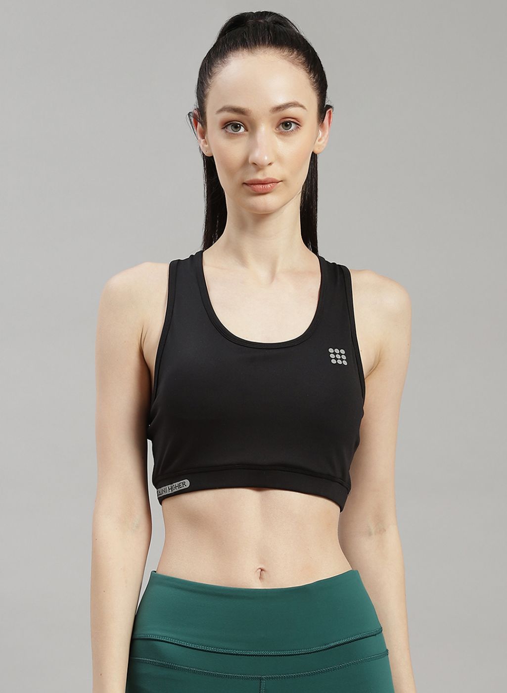 Women Black Solid Sports Bra - Main Image