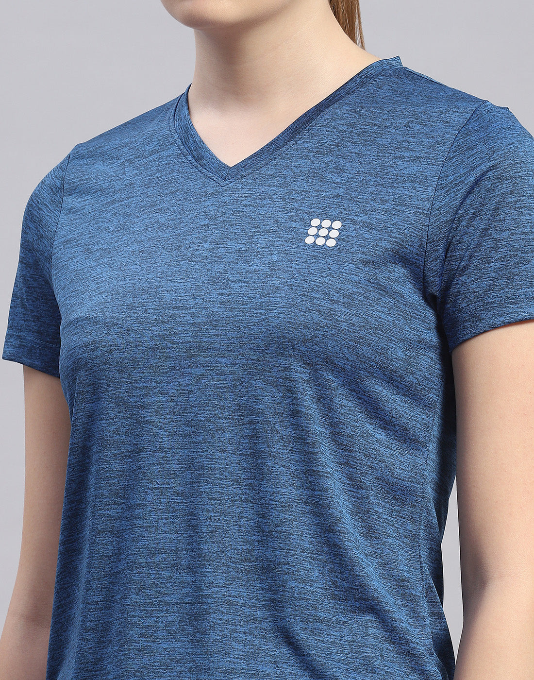 Rock.it Women Navy Blue Solid V Neck Half Sleeve Top