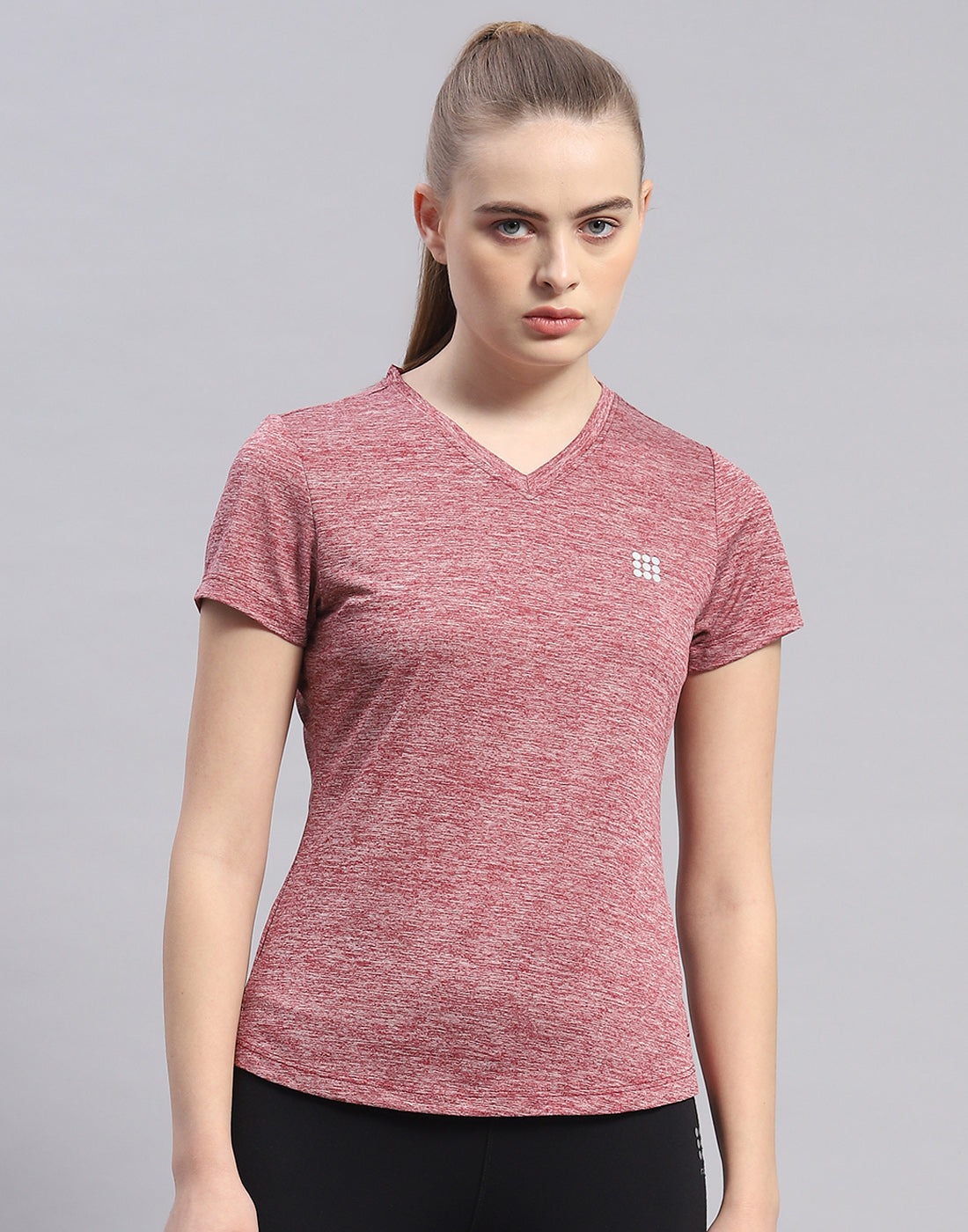 Rock.it Women Maroon Solid V Neck Half Sleeve Top