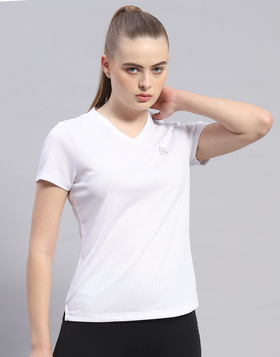 Rock.it Women White Solid V Neck Half Sleeve Top