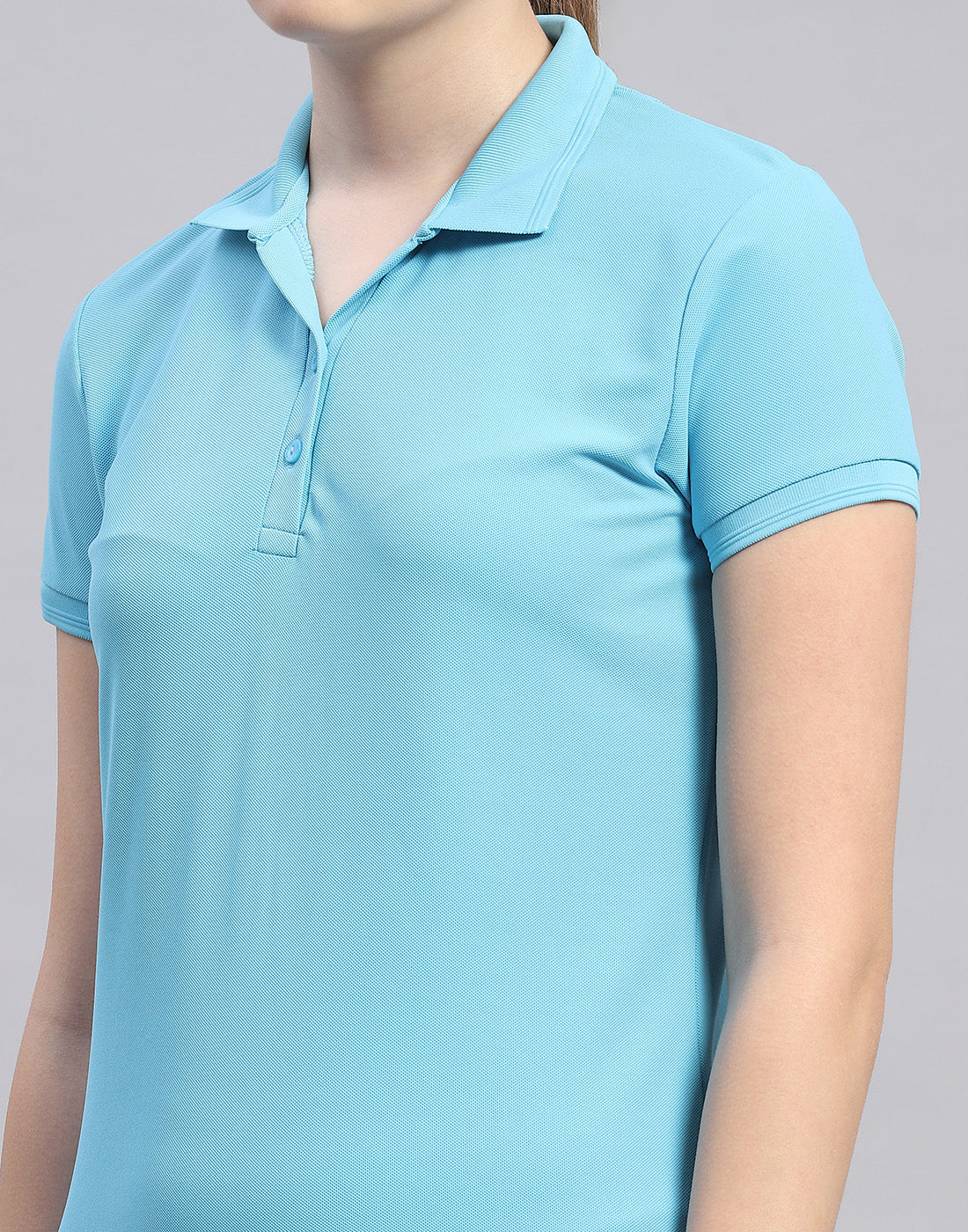 Rock.it Women Blue Solid Polo Collar Half Sleeve T-Shirt