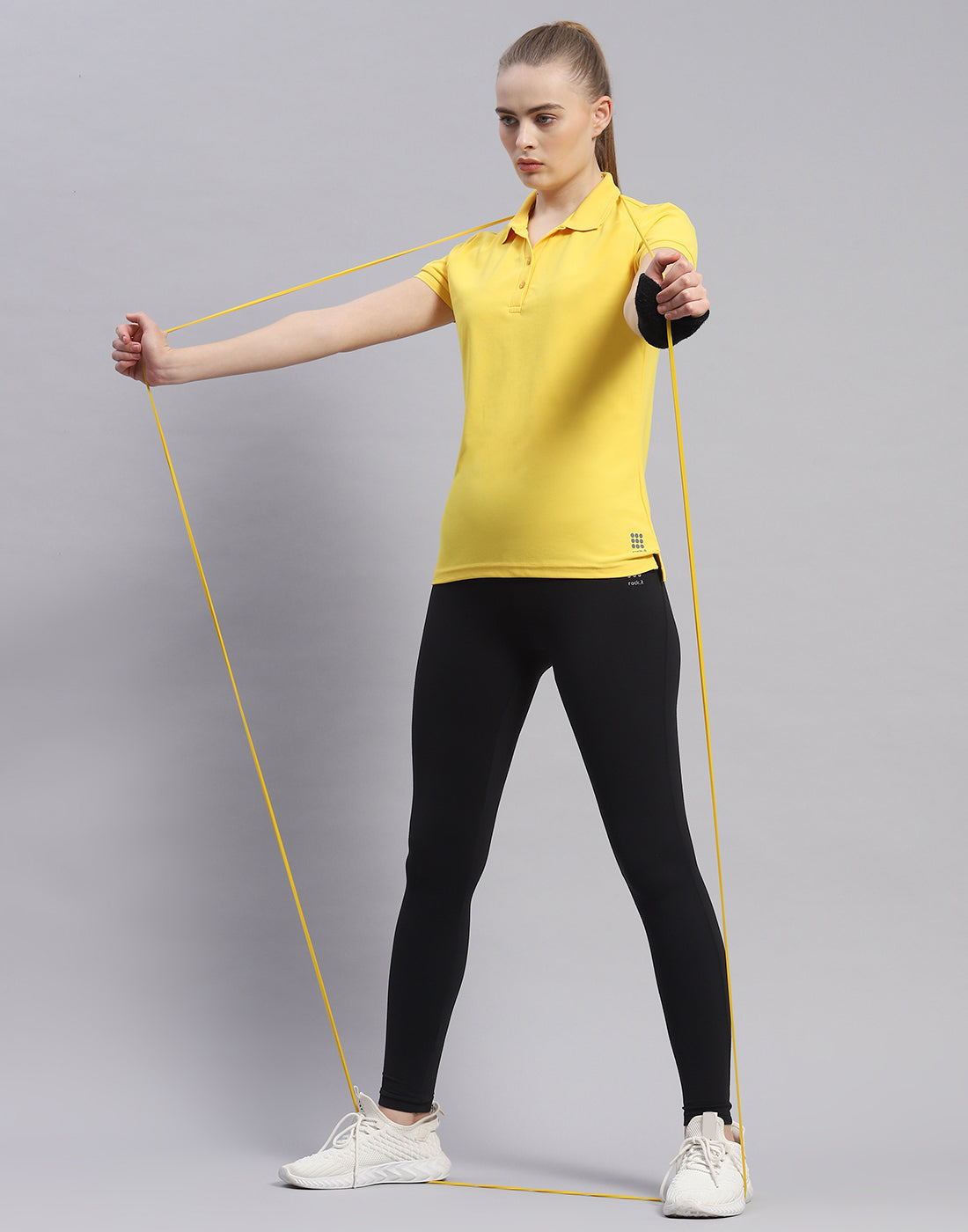 Rock.it Women Yellow Solid Polo Collar Half Sleeve T-Shirt