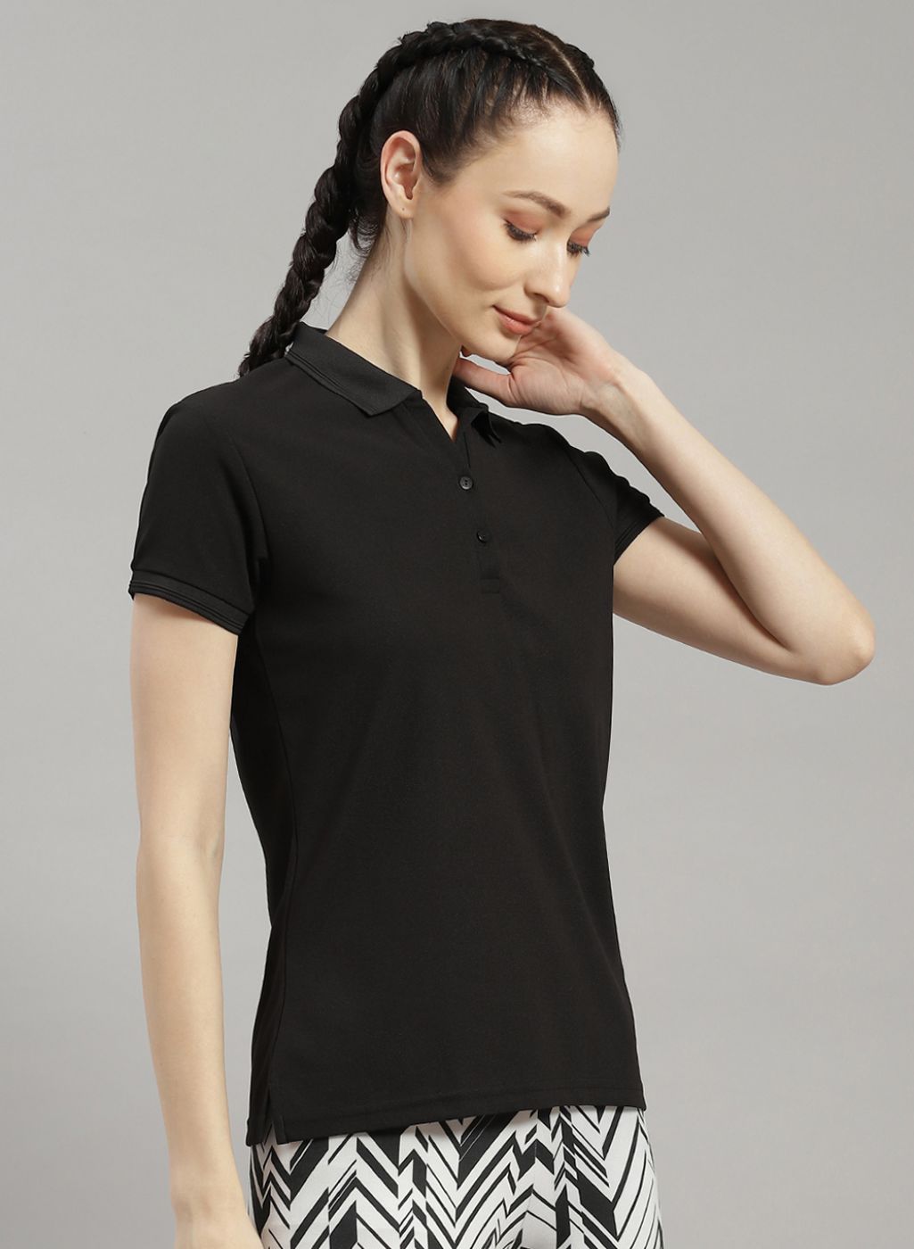 Rock.it Women Black Solid T-Shirt