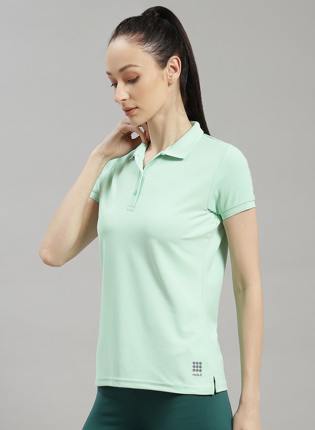 Rock.it Women Green Solid T-Shirt