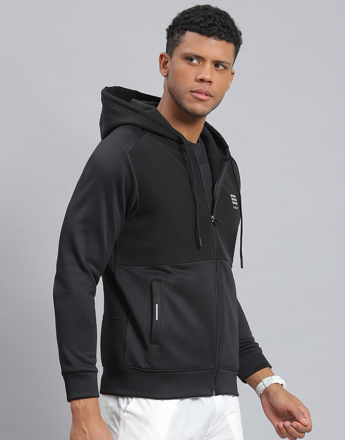 Rock.it Men Black Solid Hooded Full Sleeve Sweatshirt