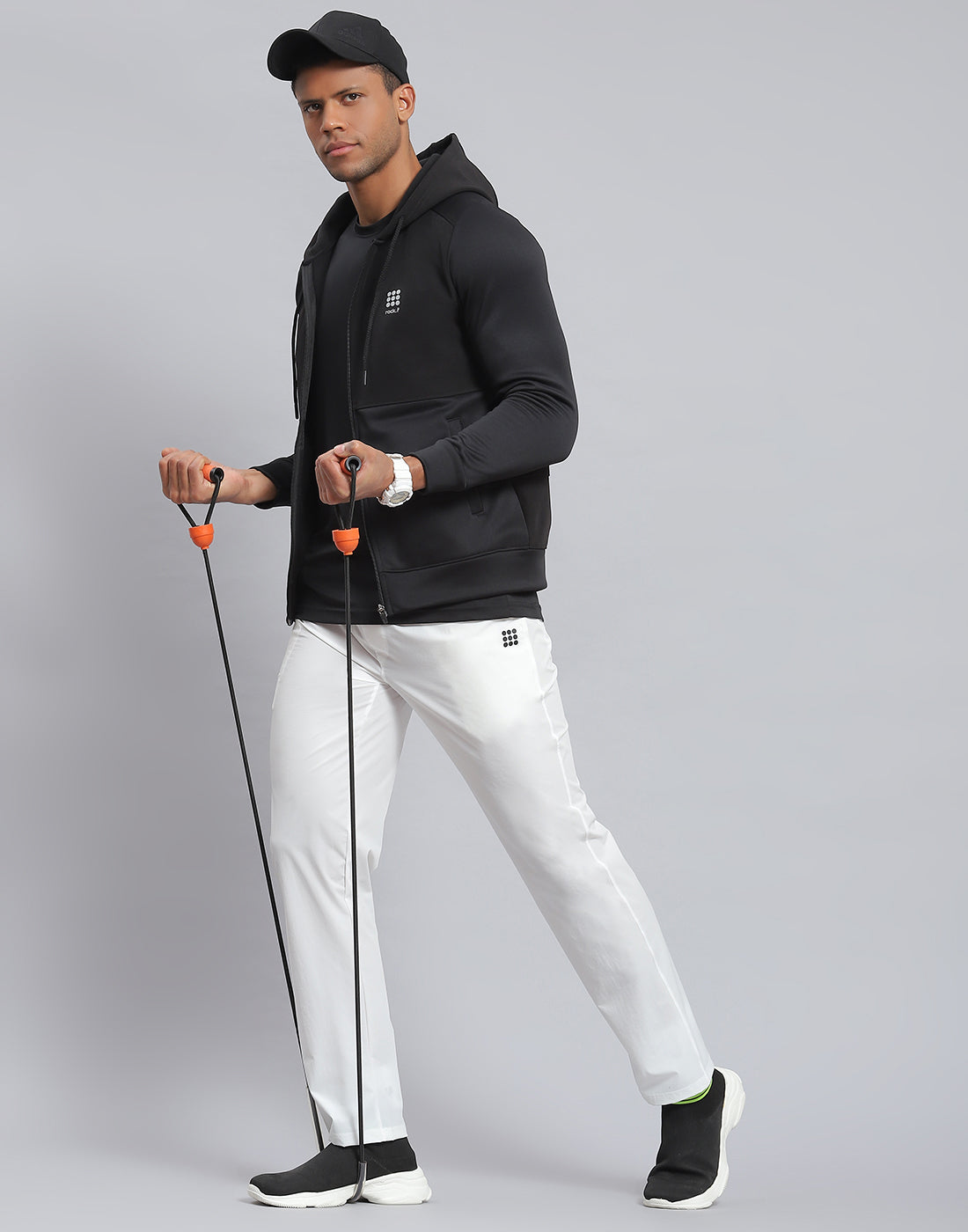 Rock.it Men Black Solid Hooded Full Sleeve Sweatshirt