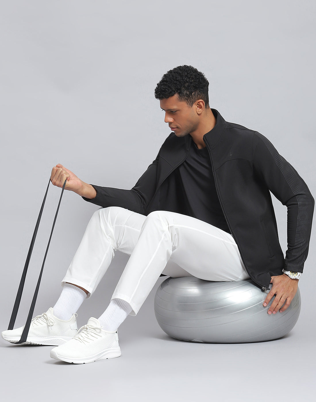 Rock.it Men Black Printed Stand Collar Full Sleeve Sweatshirt