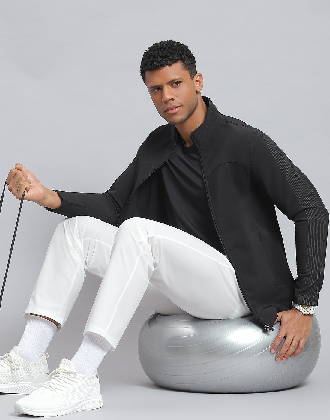 Rock.it Men Black Printed Stand Collar Full Sleeve Sweatshirt