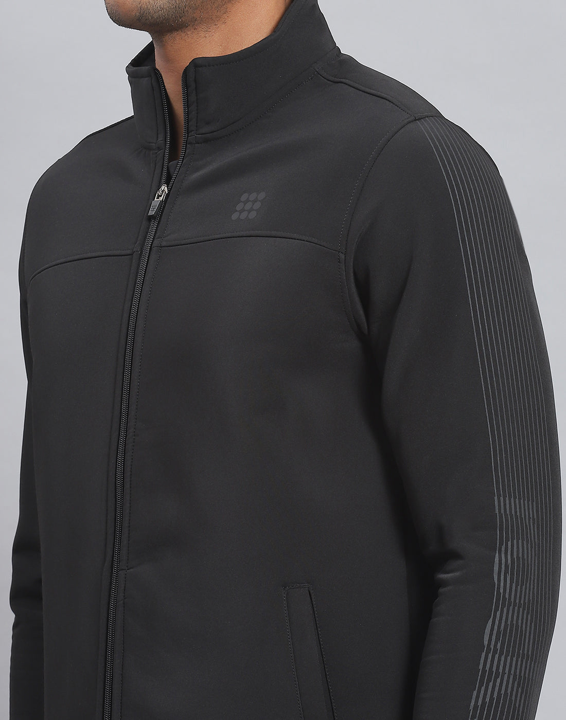 Rock.it Men Black Printed Stand Collar Full Sleeve Sweatshirt