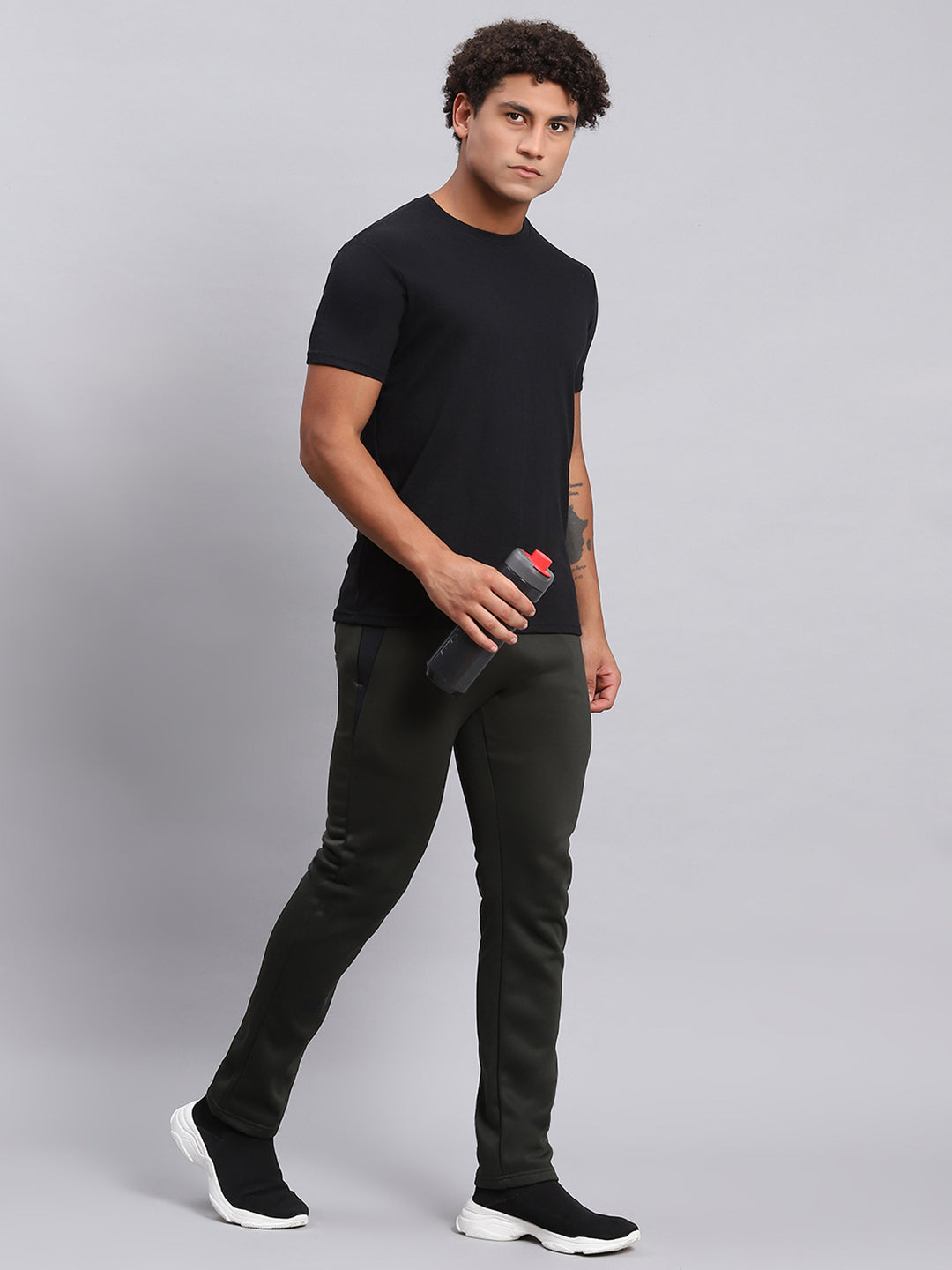 Rock.it Men Olive Solid Regular Fit Winter Lowers