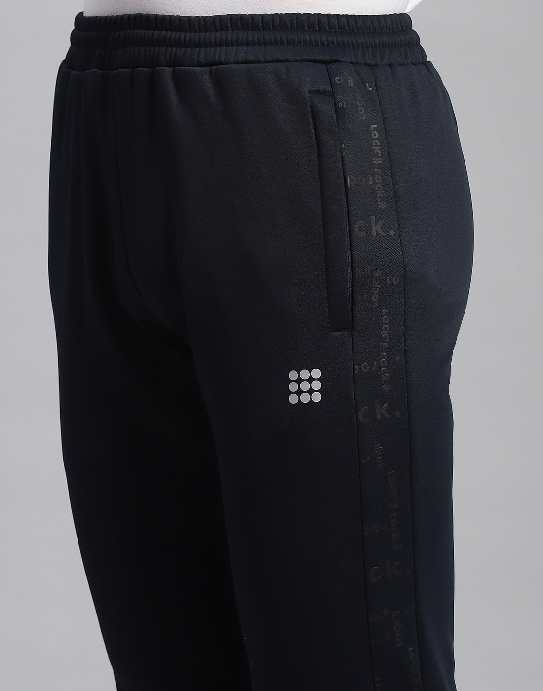 Rock.it Men Navy Blue Printed Hooded Full Sleeve Tracksuit