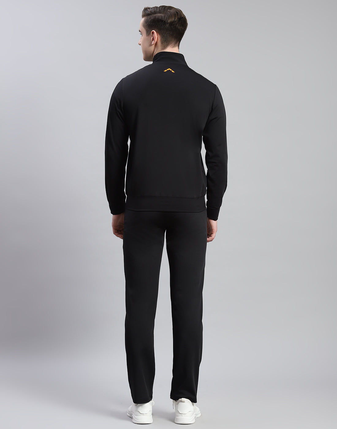 Rock.it Men Black Solid Stand Collar Full Sleeve Tracksuit