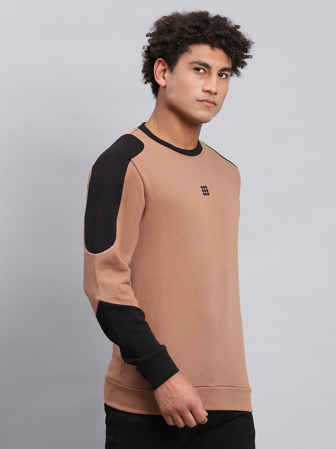 Rock.it Men Brown Solid Round Neck Full Sleeve Sweatshirt