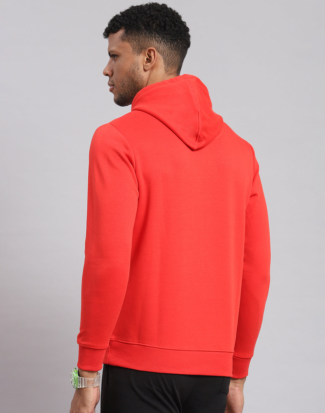 Rock.it Men Red Printed Hooded Full Sleeve Sweatshirt