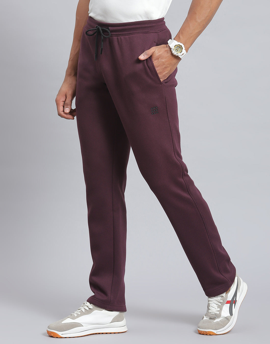 Rock.it Men Maroon Solid Regular Fit Winter Lower