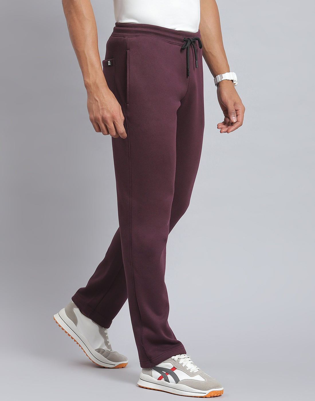 Rock.it Men Maroon Solid Regular Fit Winter Lower