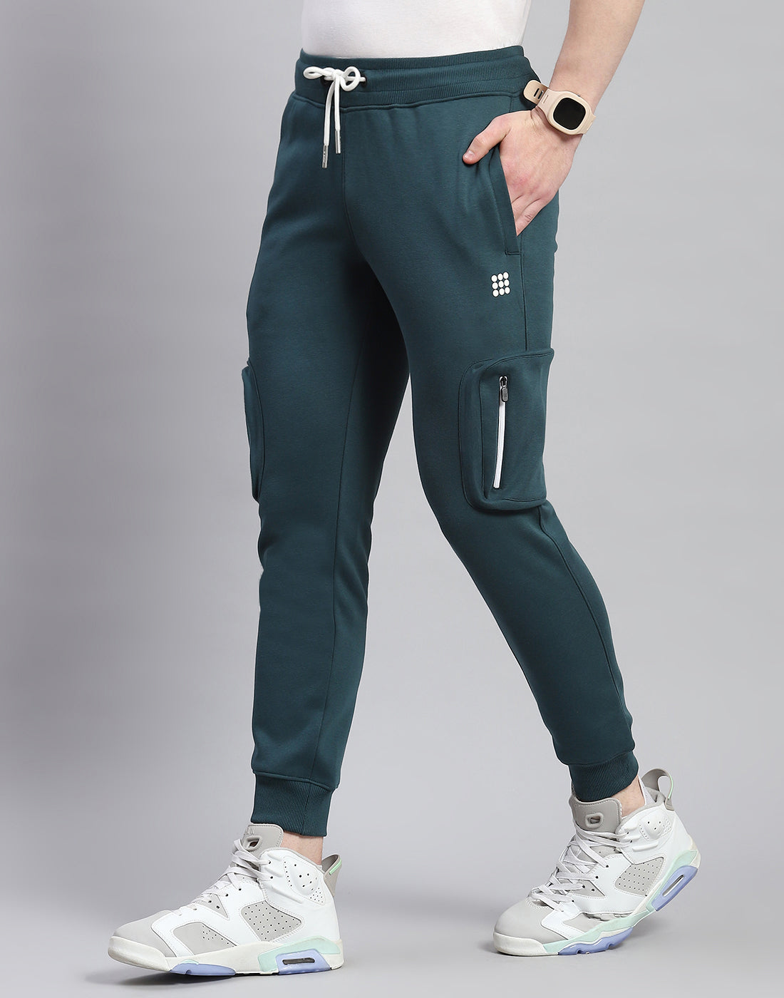 Rock.it Men Teal Blue Solid Regular Fit Lower